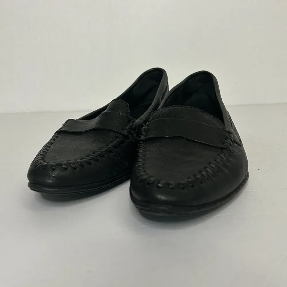 Born Black Leather Penny Loafers Slip On Shoes Flats W3310 - Picture 4 of 8